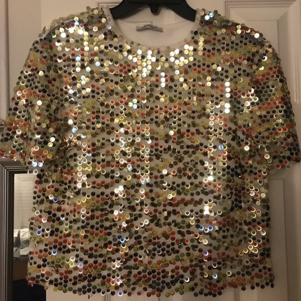 Sequin Short Sleeve Top